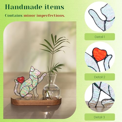 Hewory Handmade Cat Planter: Iridescent Stained Glass Propagation Stations - color: Iridescent