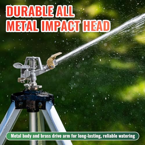 YAMATIC Impact Sprinkler, 21-50in Height Adjustable Tripod Base, 1 PCS