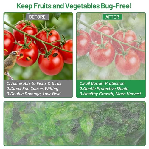 2 Pack Garden Netting for Raised Beds, Ultra Fine Mesh Bird Netting