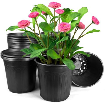 3 Gallon Pots for Plants, 10.6 Inch Gallon Nursery Pots with Drainage Holes, 3 Gallon Plastic Plant Pots for Cuttings, Seeding, Succulents, Transplanting - size: 3Gal-30pack