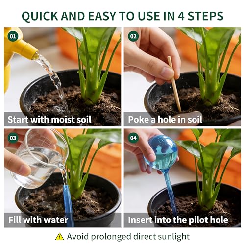 Soilagua 12-Pack Plastic Plant Watering Globes, Self Watering Spikes - size: M + S – 12 Pack