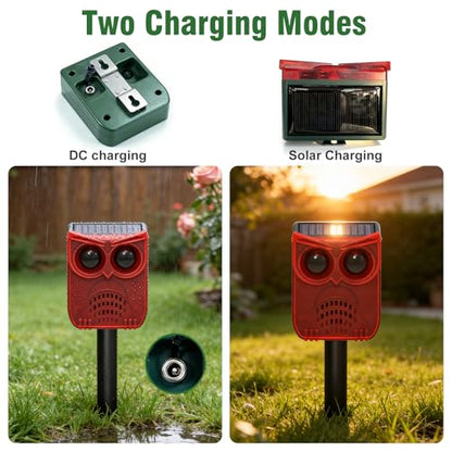 ChunHee Solar Motion Sensor Alarm Outdoor Dog Barking Alarm with 129dB Loud - color: Red-1pack