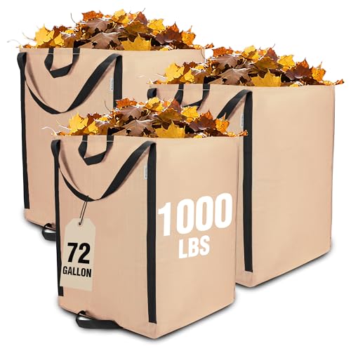 WORKPRO Heavy Duty 72-Gallon Reusable Yard Waste Bags, 3 Pack, Light Tan - color: Light Tan, size: 1 Count (Pack of 3)