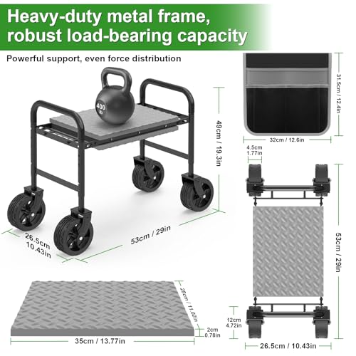 Garden Kneeler and Seat with 360° Wheels: 3-in-1 Rolling Gardning Stool