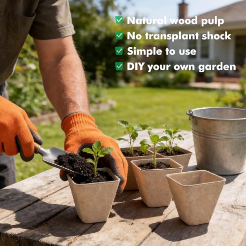 3.15 Inch Peat Pots 120 Pack, Square Seed Starting Pots with Plant Labels