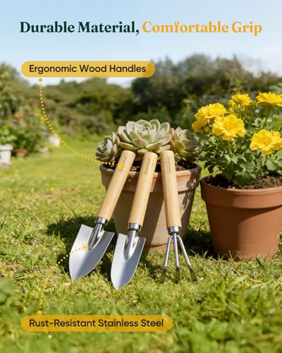 Grenebo 7-Piece Garden Tool Set with Plant Repotting Mat