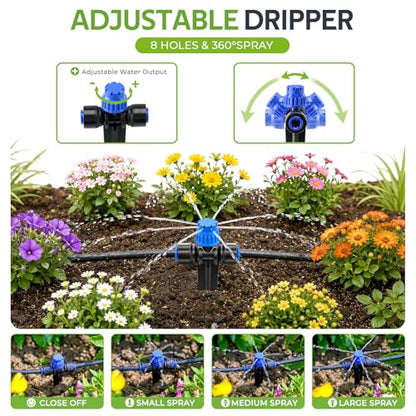 HIRALIY 100FT Automatic Drip Irrigation Kit with Timer - size: 100FT