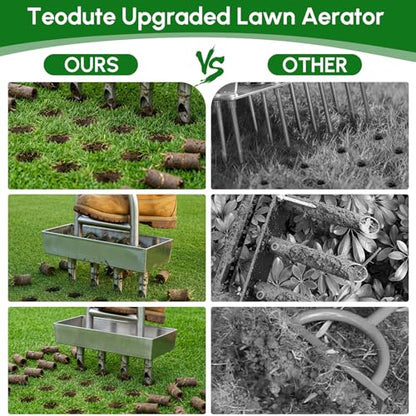 Lawn Coring Aerator with Stainless Steel Soil Core Storage Tray
