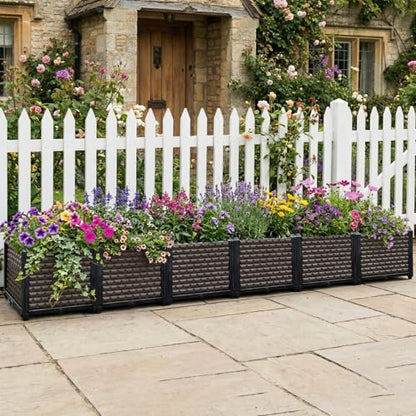 Large Planters for Outdoor Plants 14" Tall Planter Box, 94.4"L x 15.7"W - size: 94.4"(l) X 15.7"(w) X 14.2"(h)