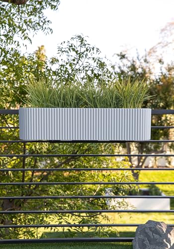 Veradek Demi Series Railing Planter - Round Window Box with Bracket - color: White, size: 36 inch