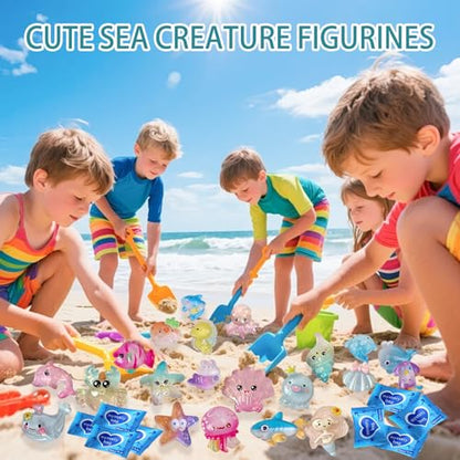 Mini Glow In The Dark Animal Resin Models, Resin Animals Mystery Bags, Individually Wrapped Blind Bags Tiny Animal Figurines, Collectible Mini Animals For Fairy Garden, DIY Crafts (50, Ocean) - color: Ocean