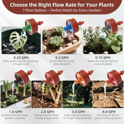 60PCS 3 GPH Pressure Compensating Drip Irrigation Spot Watering Drippers/Emitters, Self-Cleaning Constant Flow Drip Irrigation Emitters Heads Irrigation Drippers Parts for Drip Irrigation System - color: 60PCS, size: 3 GPH