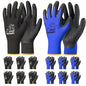 toolant Crinkle Latex Work Gloves, 12 Pairs, Black & Blue, Small - color: Black & Blue, size: Small