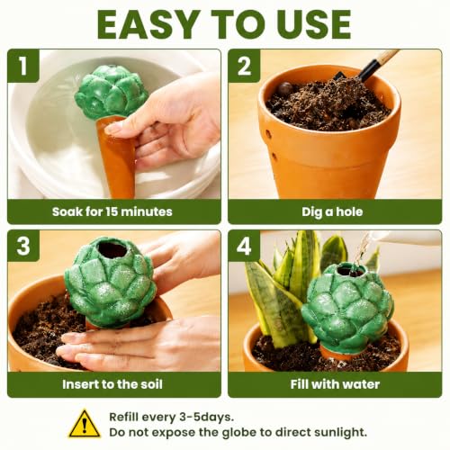 SURE YUESI 4PCS Self Watering Globes, Automatic Terracotta Watering Bulbs - Watering Spikes, Vacation Plant Watering Devices System, Plant Watering Globes for Indoor and Outdoor Plants - Cactus - color: Cactus