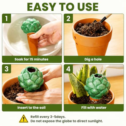 SURE YUESI 4PCS Self Watering Globes, Automatic Terracotta Watering Bulbs - Watering Spikes, Vacation Plant Watering Devices System, Plant Watering Globes for Indoor and Outdoor Plants - Cactus - color: Cactus