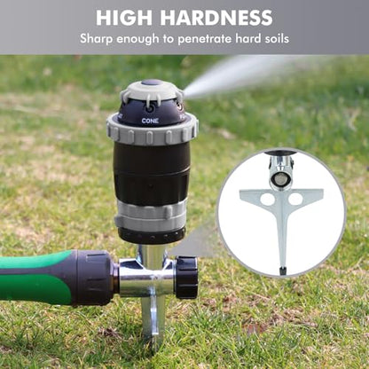 [2 Pack] RESTMO Gear Drive Sprinkler with Metal T-Spike Base,Gray - color: Gray, size: 2 Pack