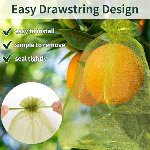 50 Pcs Fruit Protection Bags, 10×14 in Mesh Cover Nets for Tree, Green - color: Green, size: 10×14 in