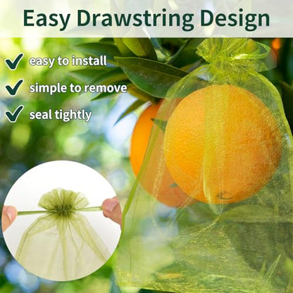 50 Pcs Fruit Protection Bags, 10×14 in Mesh Cover Nets for Tree, Green - color: Green, size: 10×14 in