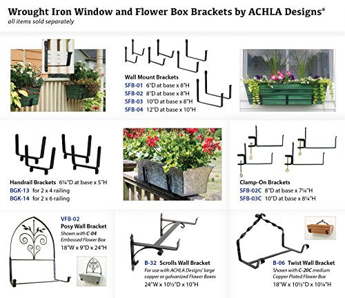 Achla Designs Window Flower Box Wall Brackets, 6 inch, SFB-01 - size: 6-inch