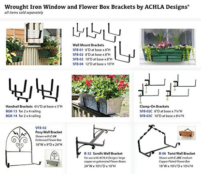Achla Designs Window Flower Box Wall Brackets, 6 inch, SFB-01 - size: 6-inch