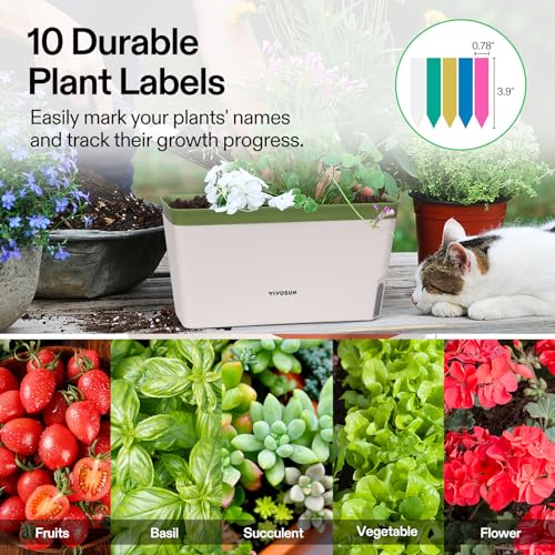 VIVOSUN Self-Watering Planters, 8-Pack 10.5 Inch Compact Rectangular Window Herb Planter Box with 10 PCS Plant Labels, Plant Container for Basil, Flowers, Succulents, Indoor & Outdoor - size: 4 (Pack of 2)
