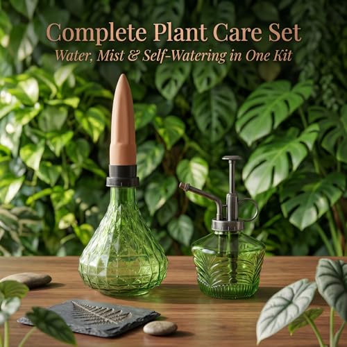 Topadorn Glass Plant Watering Kit, Plant Mister Spray Bottle - color: Green