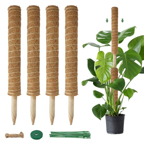 Moss Pole for Plants Indoor - 4 Pack Plant Poles for Climbing Plants