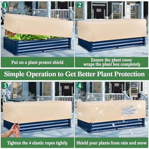 Plant Freeze Protection Cover 2 Pack with Elastic Drawstring, 3.54 oz/yd² Winter Frost Blanket Cloth Planter Box Covers for Raised Garden Bed Outdoor Flowers Potted, 43.3 x 15.7 x 17.7INCH - size: 43.3 x 15.7 x 17.7 INCH