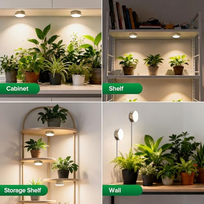 Puck Grow Lights for Indoor Plants, Dual 5W+5W Heads with Timer - size: 2-Head with timer