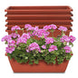 Window Box Planter, 6 Pcs 17" Flower Rectangle Planters Boxes Outdoor, Red - color: Red