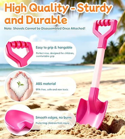 20 Inch Heavy Duty Plastic Beach Shovels for Kids Sand & Snow Digging - color: Pink-Purple