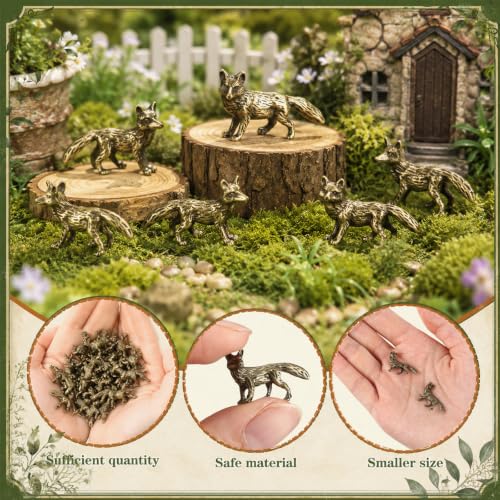 Civaner 50 Pcs Mini Fox Figurine, Mini Brass Figurines, Small Retro Animals - style: Fox