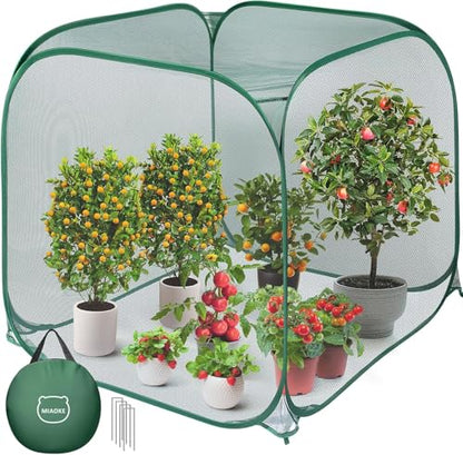 2Pc Pop Up Mesh Plant Cover,35x35x38'' Garden Netting for Insect Protection - color: Green, size: 2 pieces