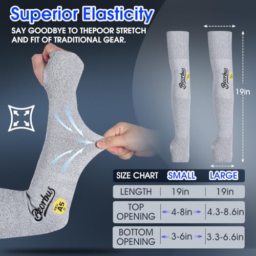 ANSI A5 Cut Resistant Arm Sleeves for Men Women - color: Grey, size: Large