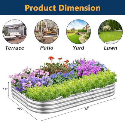 RAYKEEP 5x3x1 ft Galvanized Raised Garden Beds, Pack of 01 - Silver - color: 1pcs, size: 5x3x1 ft