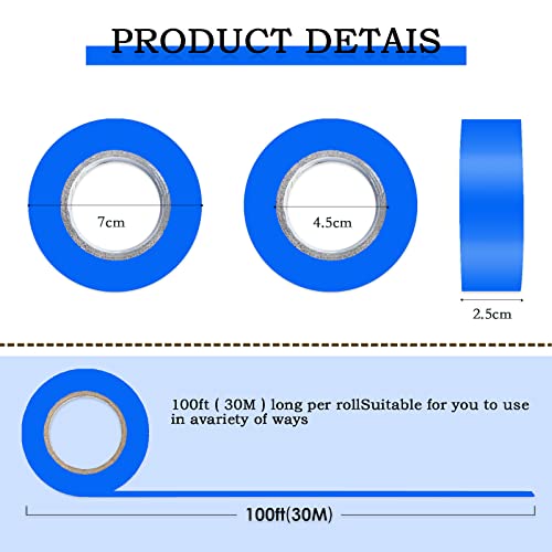 6 Pcs Dark Blue Flagging Tape,Non-Adhesive Plastic Ribbon Neon Marking Roll - color: Dark Blue