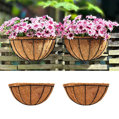 LaLaGreen Outdoor Wall Planter (12 in, 2 Pack) Black Coco Fence Baskets - size: 12" x 2 Pack