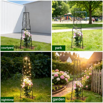 33.3"Metal Garden Obelisk Trellis,Obelisk for Potted Climbing Vines