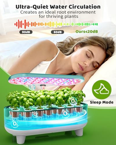 Growell 16 Pods Hydroponics Growing System Kit with 3 Light Modes & 2 Timer - color: Green
