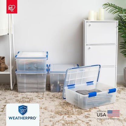 IRIS USA 3-Pack 16 Qt Storage Bins with Gasket Lids, Clear/Blue - size: 16 Qt. - 3 Pack