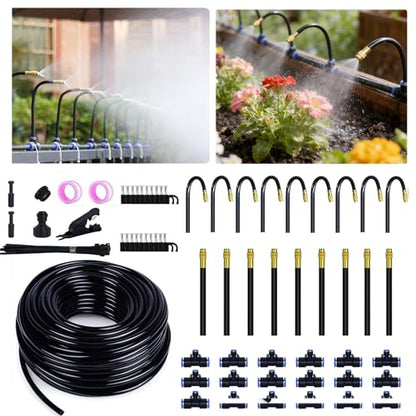 50ft Drip Irrigation System with 18pcs Misting Sprinkler Kit