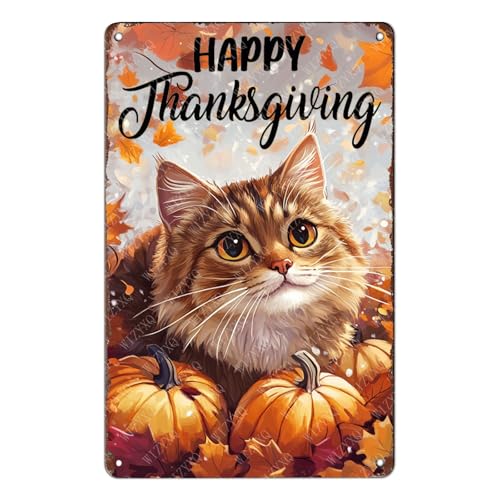 Metal Signs Happy Thanksgiving Tin Signs Aluminum Sign for Living Room Bedroom Bar Cafe Yard Garden Office Wall Decor 12×8 Inch - color: tin sign 42