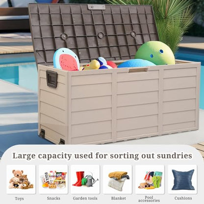 Outvita Deck Storage Box, 75 Gallon, Brown