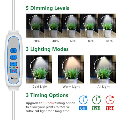Plant Light Clip on, White 2 Pack, 96 LED Full Spectrum, Use Desk - color: White, size: 2 Pack