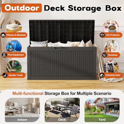 Outdoor Deck Storage Box,Waterproof,Black,72 Gallon - color: Striped Black, style: 72 Gallon