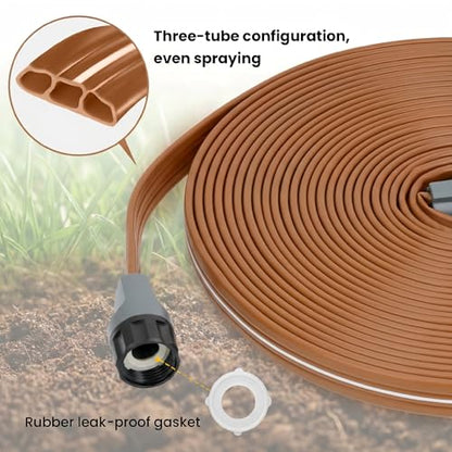 Sprinkler Soaker Hose 100FT, Watering Hose with Holes for Garden 50ft 2pack - color: Brown, size: 100FT(50FT-2Pack)