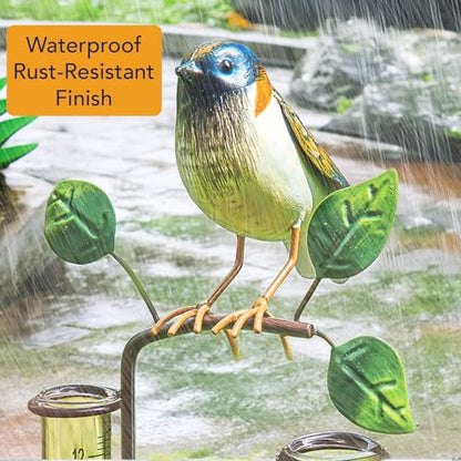 Bits and Pieces Bird Rain Gauge, 5 Inch Glass Tube, 39" Tall