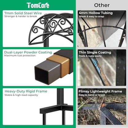 TomCare Garden Hose Holder, Heavy Duty Stand for 160FT Hose with 4 Spikes - color: Matte Black, size: 15.2″ W