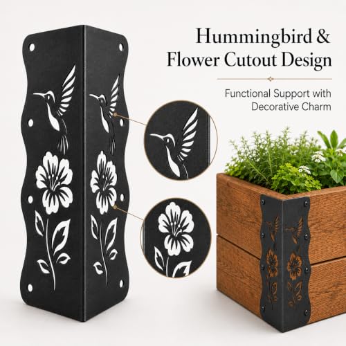 8 Pcs Decorative Raised Garden Bed Corner Brackets, Black