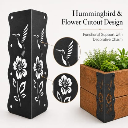 8 Pcs Decorative Raised Garden Bed Corner Brackets, Black